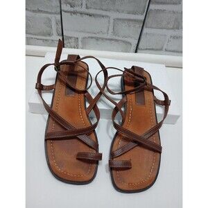 Notch Above Leather Strappy Women's Flats Sandals Brown Sz 7M